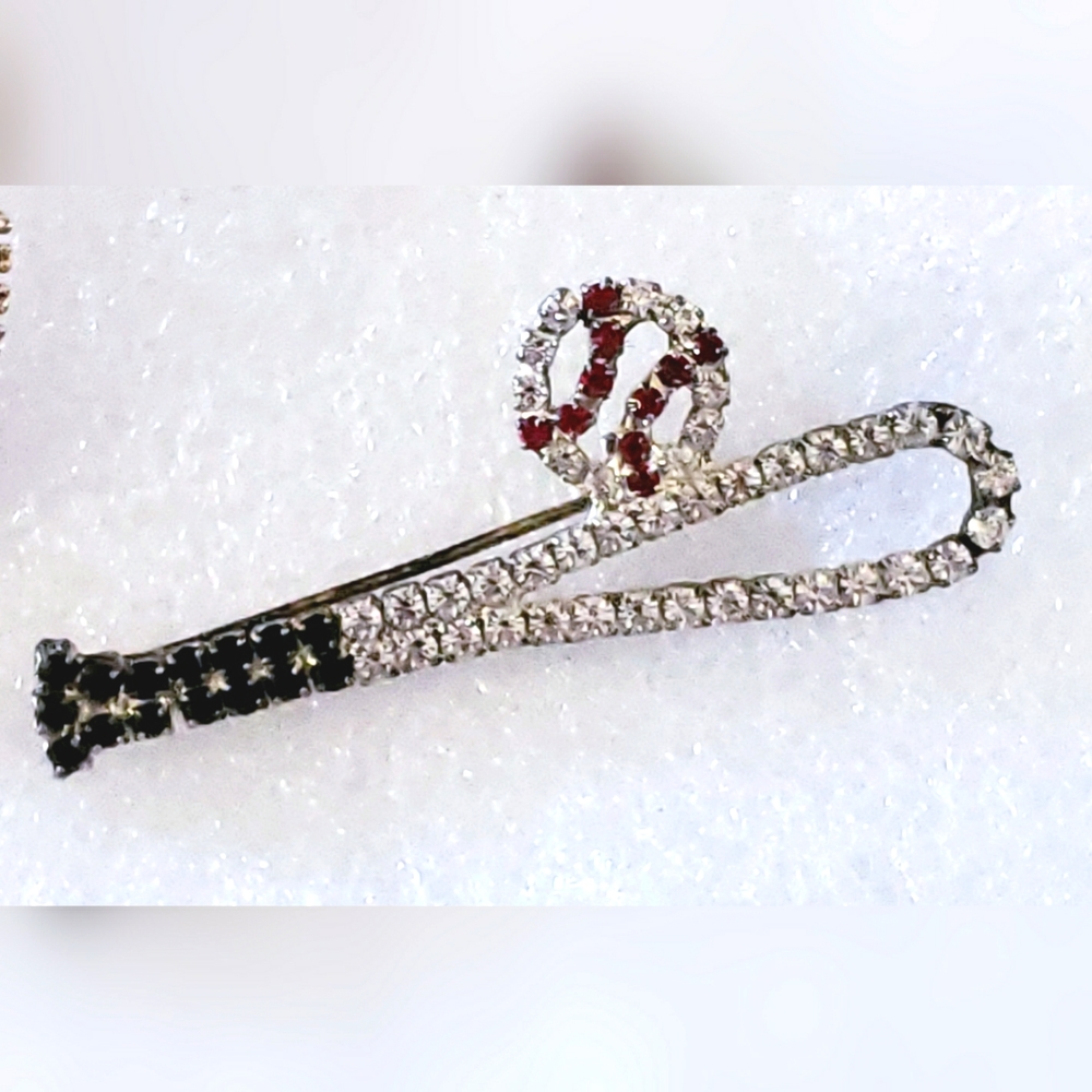 Gorgeous Vintage Baseball Bat & Ball Brooch Softball Bat Pin Rhinestones